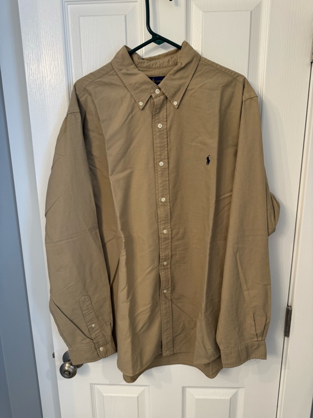 Ralph Lauren Men's Khaki Button-Down Oxford Shirt Size XXL